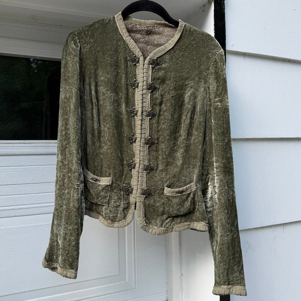 Reversible Moss Green Velvet Boho Renaissance Jacket